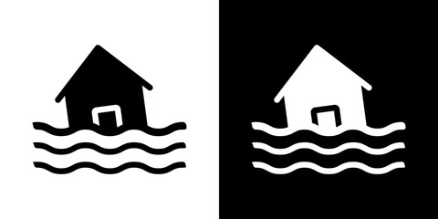 Flood icons vectors set in solid style.