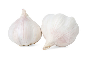 Obraz premium Fresh garlic bulbs isolated on white. Vegetable root