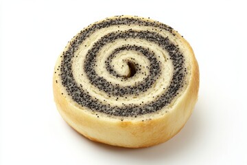 Fototapeta premium Delightful poppy seed roll with intricate spiral pattern on a clean white background