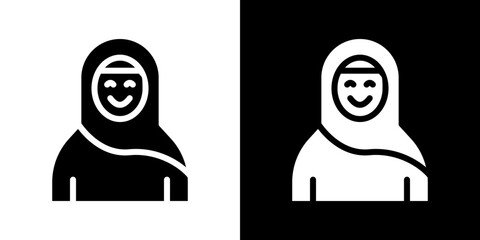 Muslim woman icons vectors set in solid style.