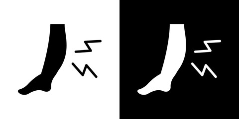 Shin pain icons vectors set in solid style.