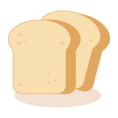 Slice bread.Two pieces of sliced loaf isolated on white background.Toast breakfast bakery element vector graphic illustration.