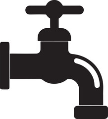 water taps silhouette, black and white silhouette, vector and illustration