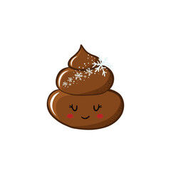 Cartoon poo, template icon. Kawaii poop isolated on white background. Shit pattern, evil turd. Vector illustration for invitation, poster, card, fabric, textile. Doodle style.