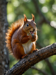 Obraz premium A Glimpse of Wildlife: Squirrel on a Tree Trunk
