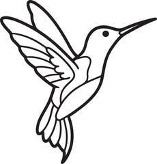 hummingbird line art, black outline, vector and illustration, line art and outline