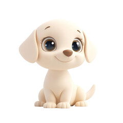 Fototapeta premium Cute baby Puppy with big eyes in 3D cartoon style Isolated on White Background