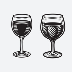 set of wine glasses vector art 