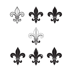 fleur-de-lis symbols, black and white graphics, heraldic designs 