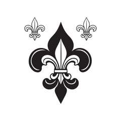 fleur-de-lis symbols, black and white graphics, heraldic designs 