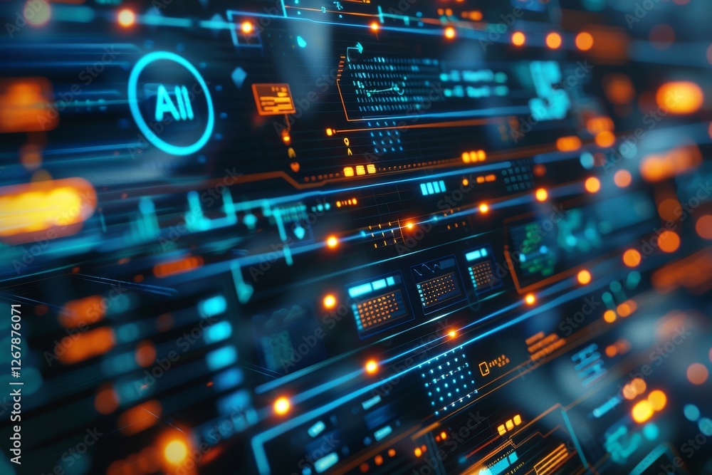 Poster abstract futuristic background featuring digital technology and artificial intelligence concepts