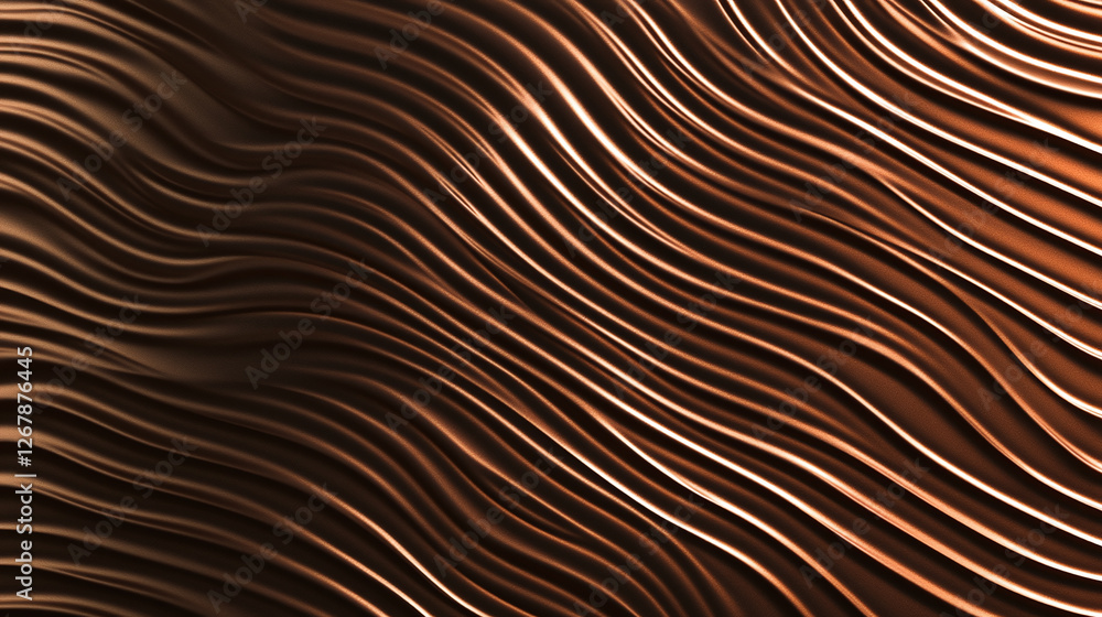Poster abstract copper wave pattern texture with luminous highlights. modern aesthetic ideal for background