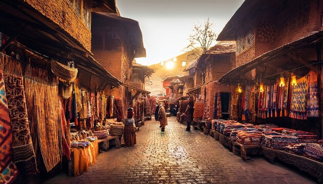 Traditional Kashmiri Marketplace in Srinagar in Srinagar, jammu and Kashmir, India