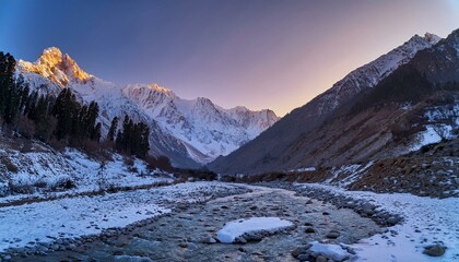 Frozen Wonderland of Sonamarg in Winter in Srinagar, jammu and Kashmir, India