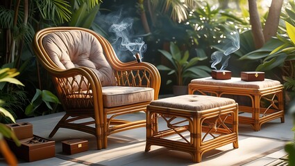 table and chairs in the garden