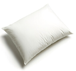 Fototapeta premium Soft White Pillow on a Plain Background for Comfort and Relaxation, Hotel supplies concept.