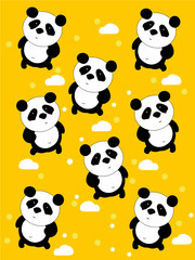 Naklejka premium kid character panda on cloud