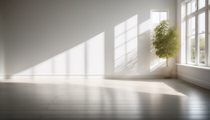 an empty white room flooded with natural light providing ample copy space ideal for interior design product mockups or minimalist concepts