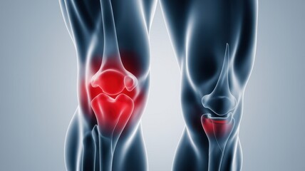 Illustration of human knees highlighting pain or injury location