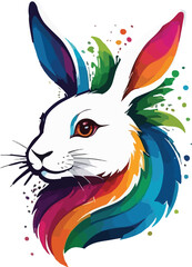 Colorful Rabbit Head vector design, Rabbit logo and icon Design, Rabbit vector design
