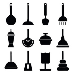 Naklejka premium Collection of Silhouetted Plumbing Tools and Accessories