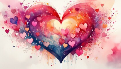 abstract watercolor heart background concept love valentine day greeting card