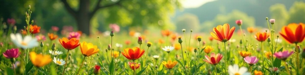Blooming wildflowers in field , wildflowers, meadow, colorful