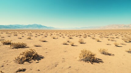 Desert Landscape Under a Clear Blue Sky
