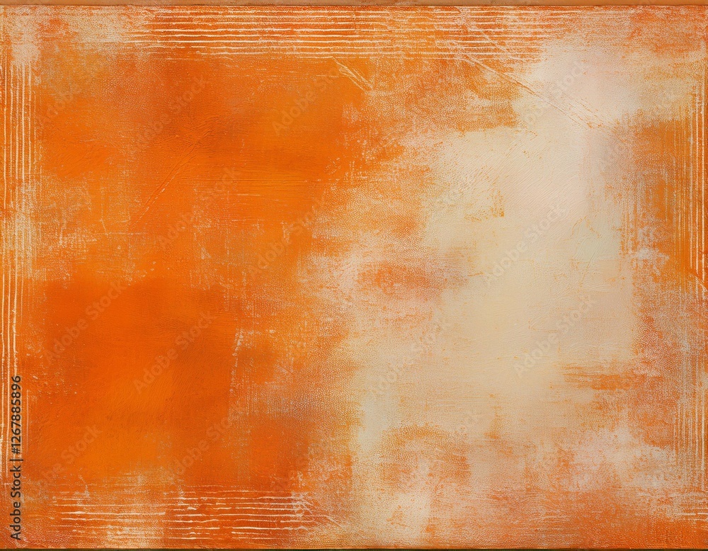 Poster a high resolution scan of an orange and white distressed lino print texture ideal for use as a backg