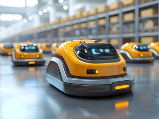 Automatic forklifts and robots move boxes efficiently in smart warehouses.  realism enhances the sense of advanced technology and efficiency. Ideal for ads, smart logistics, or Industry 4.0 articles.