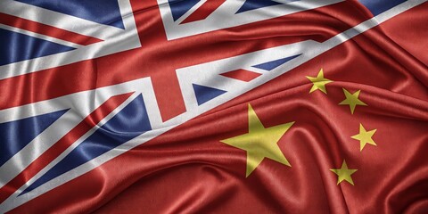 Union of British and Chinese Flags Symbolizing International Relations and Diplomacy