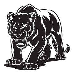 Predator Panther in Hunting Stance – Powerful Vector Design