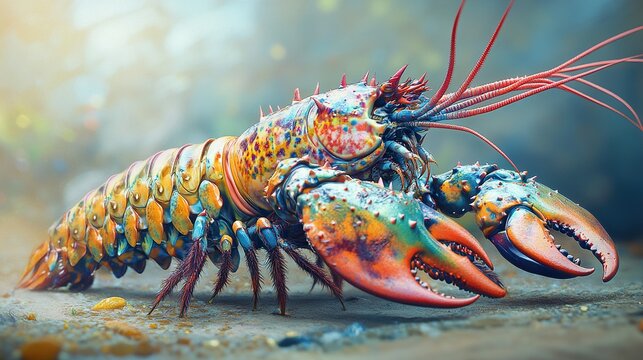 Spectacular Rainbow Lobster: A Vivid Underwater Jewel