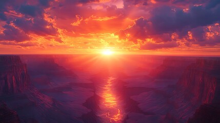 Fototapeta premium Dramatic canyon sunset grand fiery high resolution hd picture