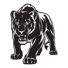 Fierce Panther Attack – Wild Animal Vector Art