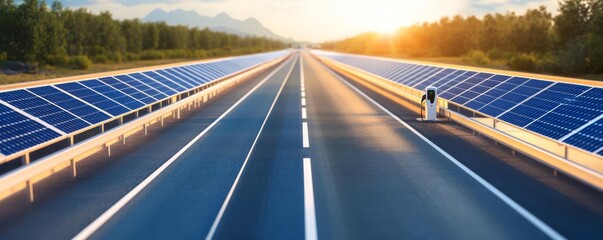 Sustainable smart highways with integrated solar panels and EV charging stations