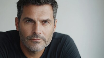 Obraz premium Portrait of mature caucasian male with salt-and-pepper hair and beard