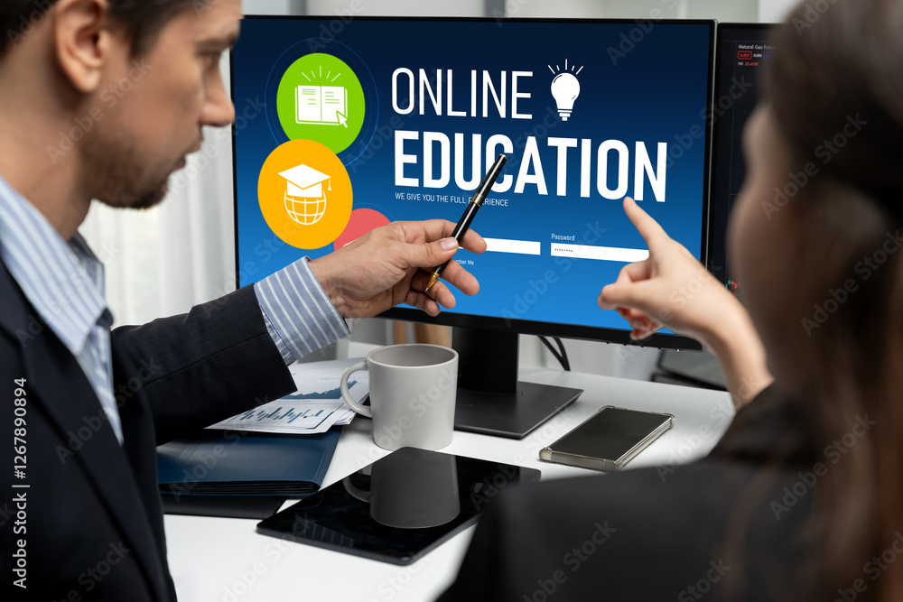 Poster e-learning website with brisk sofware for student to study online on the internet network