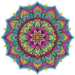 Hand drawing Mandala Vector  design, Mandala pattern colored background, Vector Illustration.