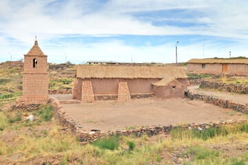 Fototapeta premium Colonial Old church in Socaire town located on Chilean Atacama Desert