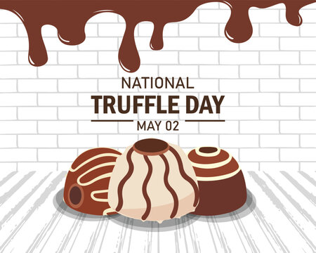 National Truffles Day stock images. Pile of chocolate truffles on a White background stock images. Truffles Day Poster, May 2. Important day