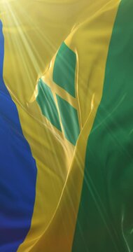 Flag of Saint Vincent and the Grenadines. 4K Vertical. Loop