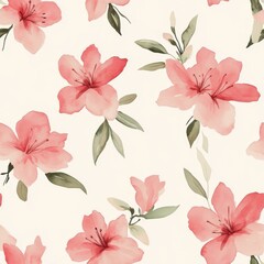 Delicate Pastel Flower Pattern with Soft Pink Floral Blooms and Green Foliage for Elegant Designs