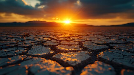 Drought cracked earth sunset climate high resolution hd photo