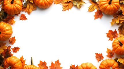 Small pumpkins and fall leaves decor pictures