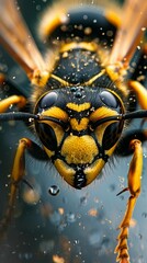 Ultra-detailed wasp face macro close-up