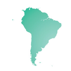 Map of South America, sign silhouette. World Map Globe. Vector Illustration isolated on transparent background. Latin American continent