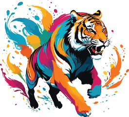Colorful Tiger vector design, Tiger logo and icon Design, Tiger Illustration vector design