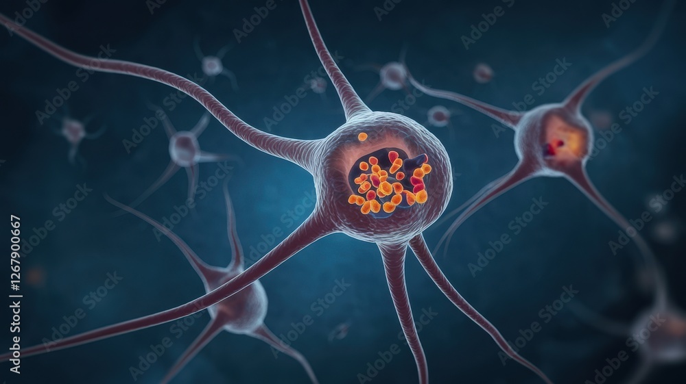 Aufkleber highly detailed microscopic view of neuron cells displaying complex structure