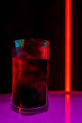 Chic Cocktail Glass Illuminated with Colorful and Vibrant Lights for a Stunning Effect